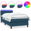 vidaXL Box Spring krevet s madracem i LED tamnoplavi 100x220 cm bar&scaron;un