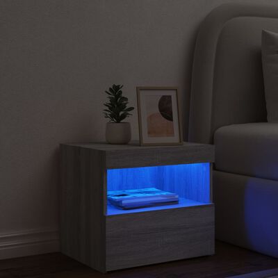 vidaXL Noćni ormarić s LED svjetlima boja hrasta sonome 50x40x45 cm