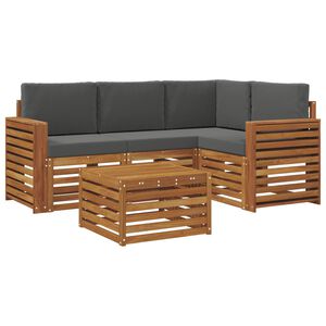 vidaXL Set vanjskih sofa s jastukom 5 pcs Prirodna i antracit