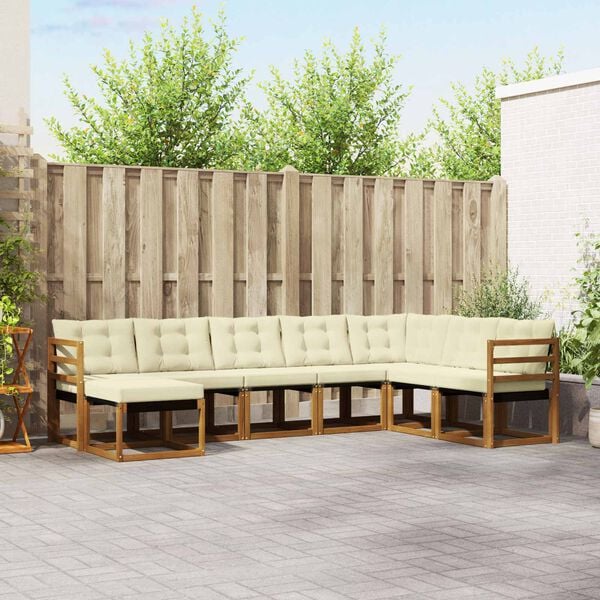 vidaXL Set vanjskih sofa s jastukom 8 pcs Prirodna i krem