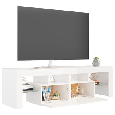vidaXL TV ormarić s LED svjetlima visoki sjaj bijeli 140x36,5x40 cm