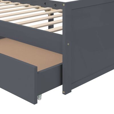 vidaXL Okvir za krevet s ladicama tamnosivi 90x200 cm masivna borovina