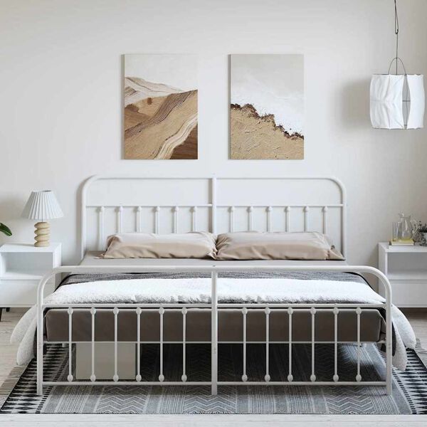 vidaXL Metalni okvir kreveta uzglavlje i podnožje bijeli 193x203 cm