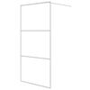 vidaXL Pregrada za tu&scaron; bijela 100 x 195 cm s prozirnim staklom ESG