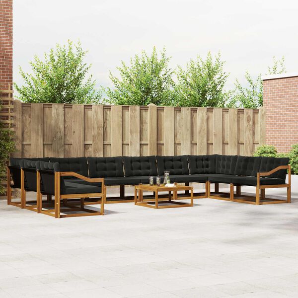 vidaXL Set vanjskih sofa s jastukom 11 pcs Prirodna i crna