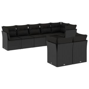 vidaXL 8-dijelni set vrtnih sofa od poliratana s jastucima crni