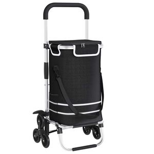 vidaXL Kolica za kupovinu 1 Crna 47 x 39 x 100,5 cm Oxford tkanina