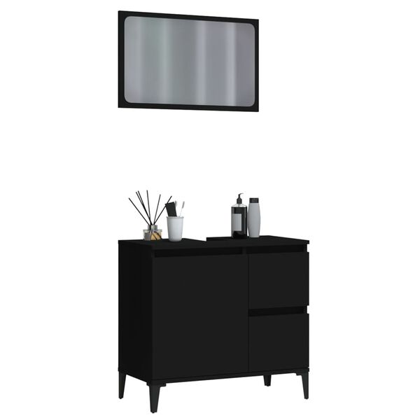 vidaXL 2-dijelni set kupaonskog namje&scaron;taja crni od konstruiranog drva