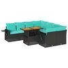 vidaXL 9-dijelni set vrtnih sofa s jastucima crni od poliratana
