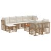 vidaXL Set vanjskih sofa 10 kom. Prirodna i krema bijela Poliester