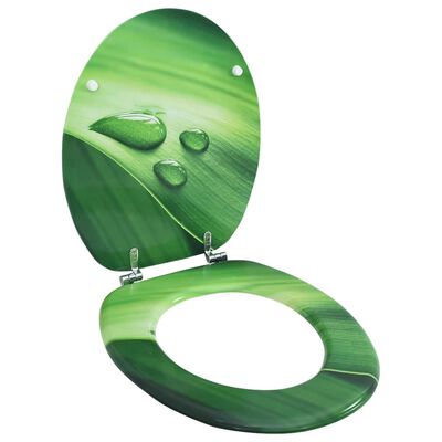 vidaXL Toaletna daska s poklopcem MDF zelena s uzorkom kapi vode
