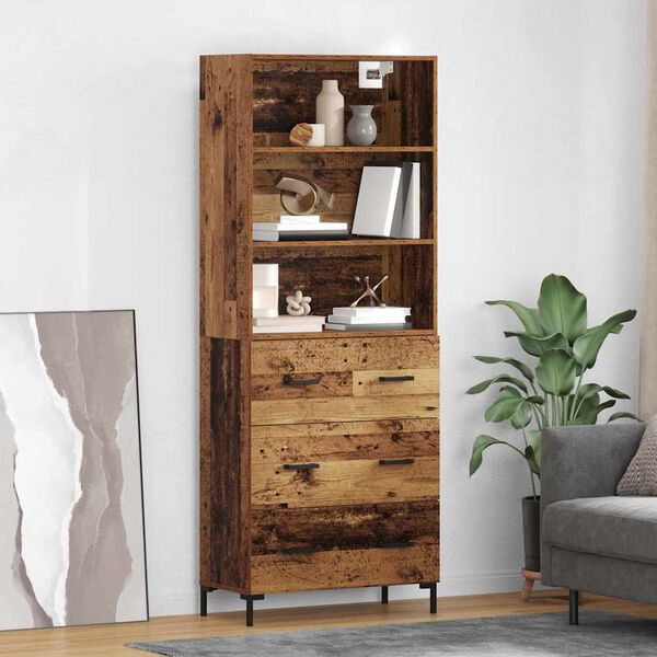 vidaXL Highboard Staro drvo 69,5 x 34 x 180 cm Konstruirano drvo