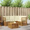 vidaXL Set vanjskih sofa 5 pcs Prirodna i krem Čvrsto drvo akacije