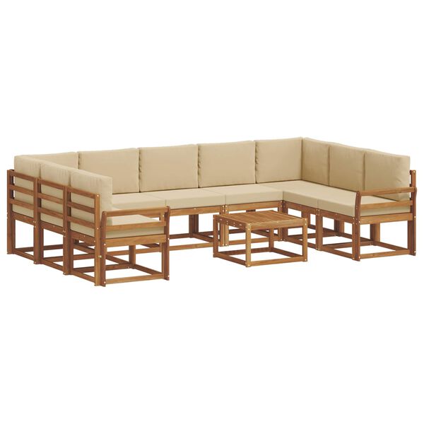 vidaXL Set vanjskih sofa s jastukom 10 pcs Prirodna i bež