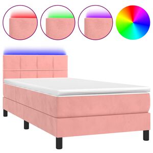 vidaXL Krevet box spring s madracem LED ružičasti 80x200 cm bar&scaron;unasti