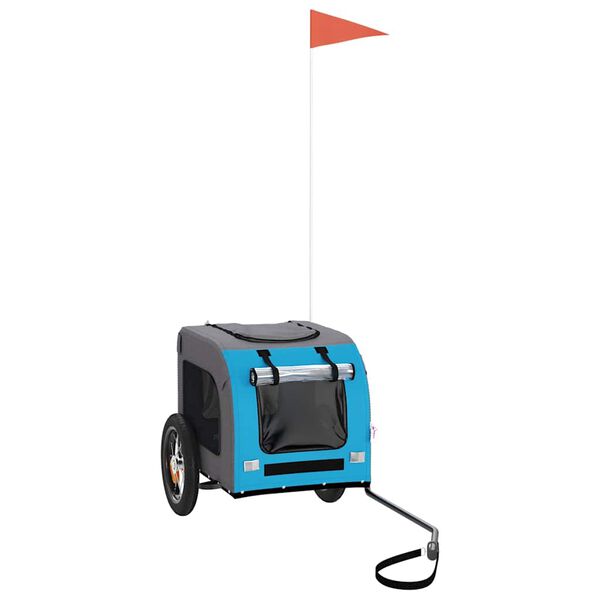 vidaXL Prikolica za bicikl za ljubimce plavo-siva od tkanine i željeza