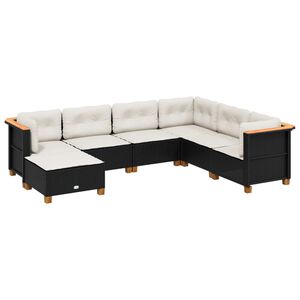 vidaXL 7-dijelni set vrtnih sofa od poliratana s jastucima crni