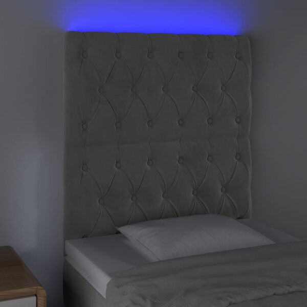 vidaXL LED uzglavlje svjetlosivo 80x7x118/128 cm bar&scaron;unasto
