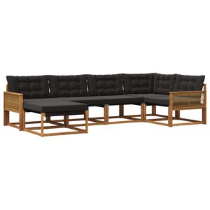 vidaXL Set vanjskih sofa 6 kom. Prirodna i crna Čvrsto drvo akacije
