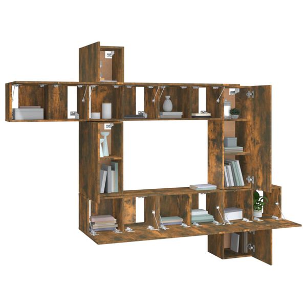 vidaXL 10-dijelni set TV ormarića boja dimljenog hrasta drveni