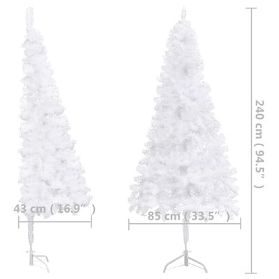 vidaXL Kutno umjetno božićno drvce s LED svjetlima bijelo 240 cm PVC