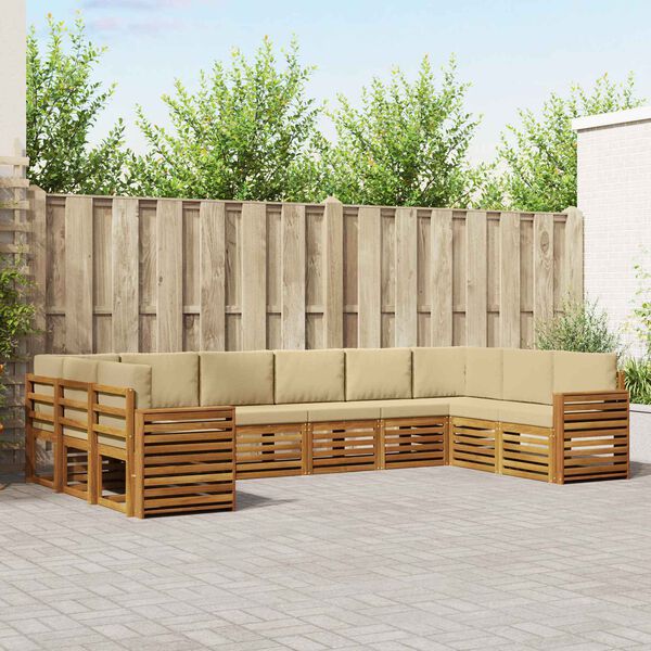 vidaXL Sekcijska garnitura 10 pcs Prirodna i bež Čvrsto drvo akacije