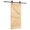 vidaXL Klizna vrata Prirodna i crna 95 x 210 cm Čvrsta borovina