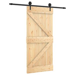vidaXL Klizna vrata Prirodna i crna 95 x 210 cm Čvrsta borovina