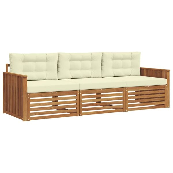 vidaXL Set vanjskih sofa s jastukom 3 pcs Prirodna i krem