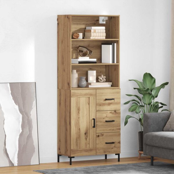 vidaXL Highboard Umjetnički hrast 69,5 x 34 x 180 cm Konstruirano drvo