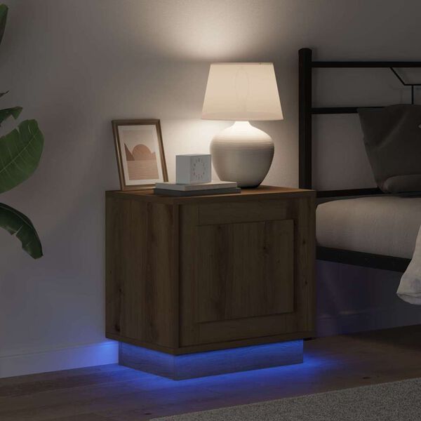 vidaXL Noćni ormar S LED lampica Umjetnički hrast 44 x 34,5 x 45 cm