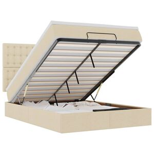 vidaXL Otomanski krevet s madracem i LED krem 140x190 cm tkanine
