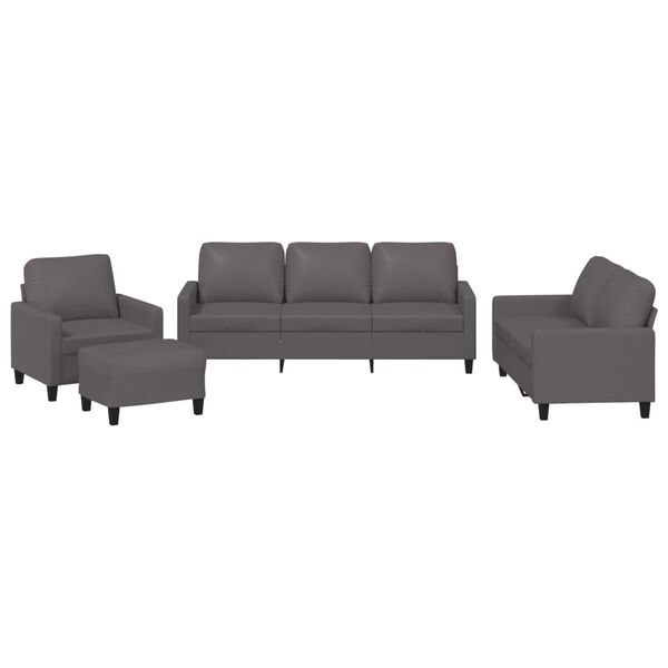 vidaXL 4-dijelni set sofa s jastucima sivi od umjetne kože