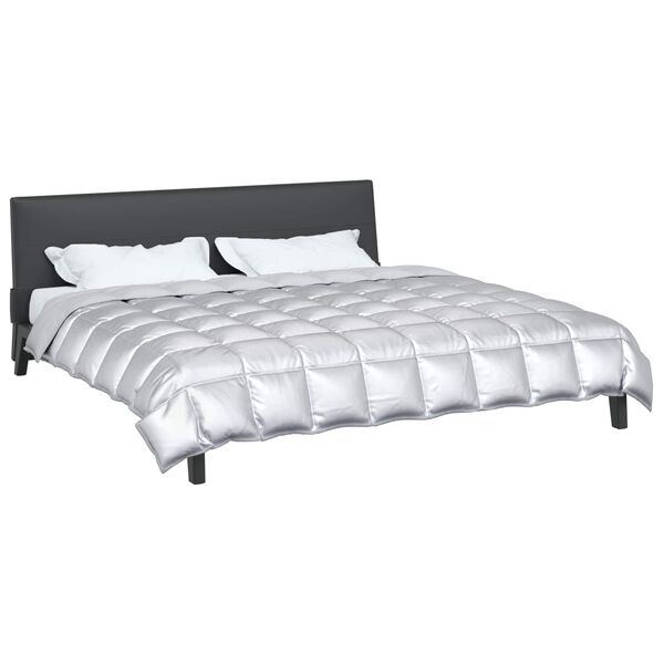 vidaXL Zimska pokrivača Srebrno 200 x 220 cm Saten i mikrovlakna