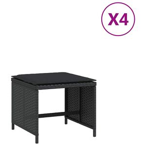 vidaXL Vrtni taburei s jastucima 4 kom crni 41x41x36 cm od poliratana