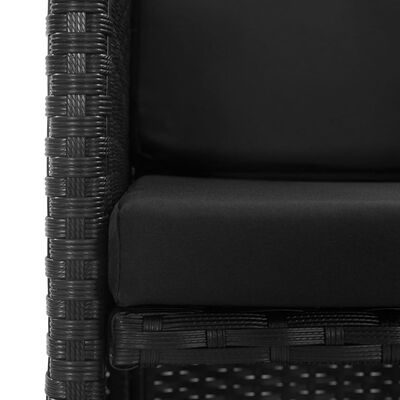 vidaXL 3-dijelni vrtni blagovaonski set od poliratana s jastucima crni