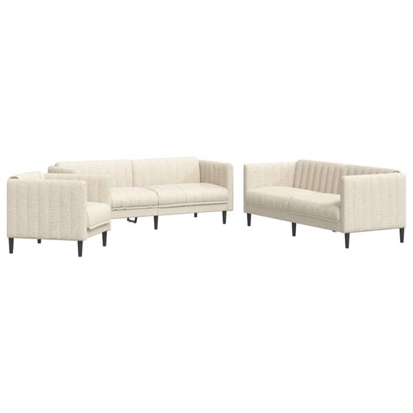 vidaXL 3-dijelni set sofa krem od mikrovlakana