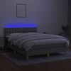 vidaXL Krevet box spring s madracem LED svjetlosivi 140x190 cm tkanina