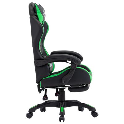 vidaXL Igraća stolica od umjetne kože s osloncem za noge zeleno-crna