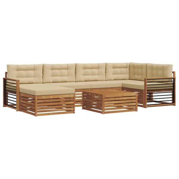 vidaXL Set vanjskih sofa s jastukom 7 pcs Prirodna i bež