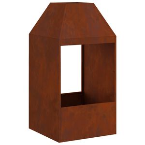 vidaXL Kamin Smeđa 50 x 50 x 100 cm Čelik otporan na vremenske uvjete