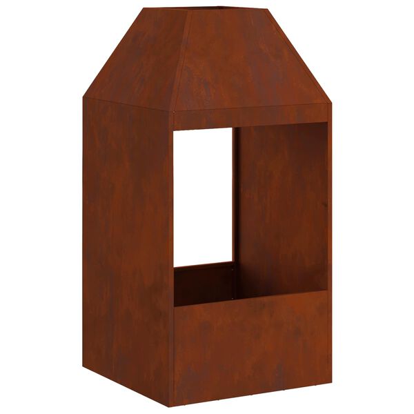 vidaXL Kamin Smeđa 50 x 50 x 100 cm Čelik otporan na vremenske uvjete