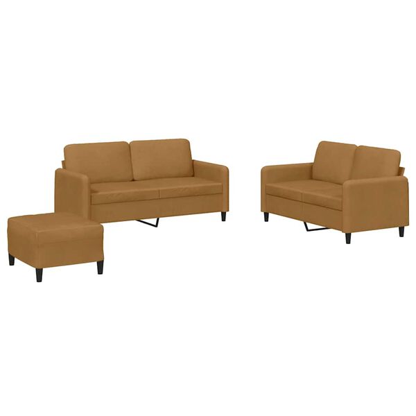vidaXL 3-dijelni set sofa smeđi baršunasti