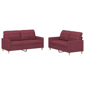 vidaXL 2-dijelni set sofa s jastucima crvena boja vina od tkanine