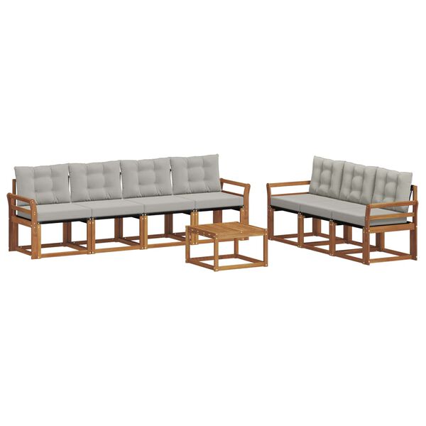 vidaXL Set vanjskih sofa s jastukom 8 pcs Prirodna i svijetlo siva