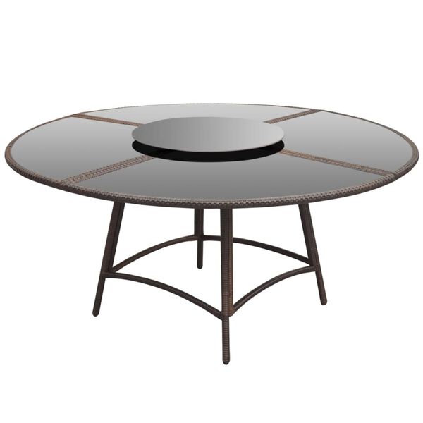 vidaXL 7-dijelni vrtni blagovaonski set od poliratana s jastucima smeđi