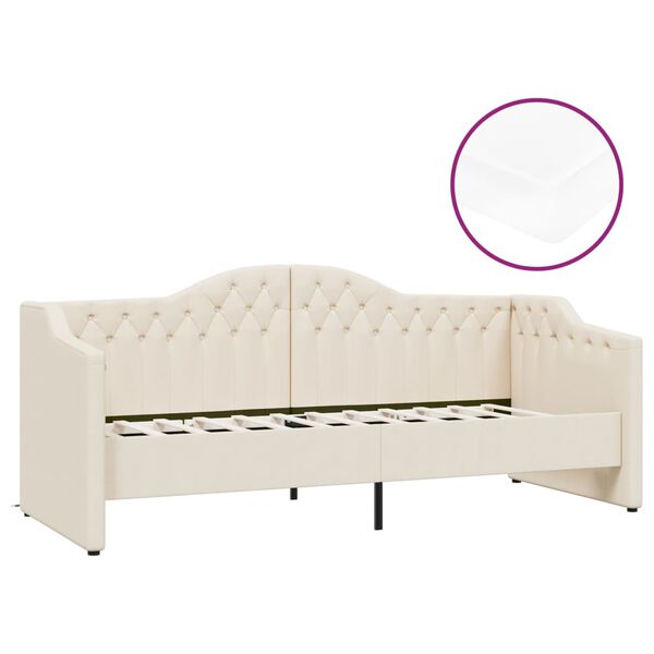 vidaXL Dnevni ležaj s madracem i USB-om Krem od tkanine 90x200 cm