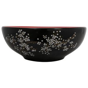 vidaXL Nadgradni umivaonik crno-crveni okrugli &Phi; 41 x 14 cm keramički