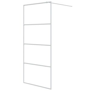 vidaXL Pregrada za tu&scaron; bijela 90 x 195 cm s prozirnim staklom ESG