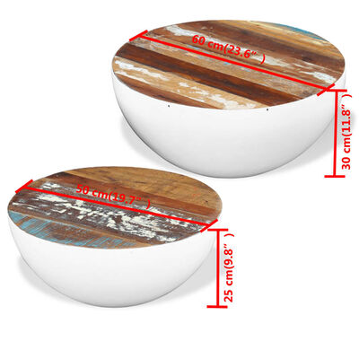 vidaXL Dvodijelni set solića za kavu u obliku zdjele obnovljeno drvo